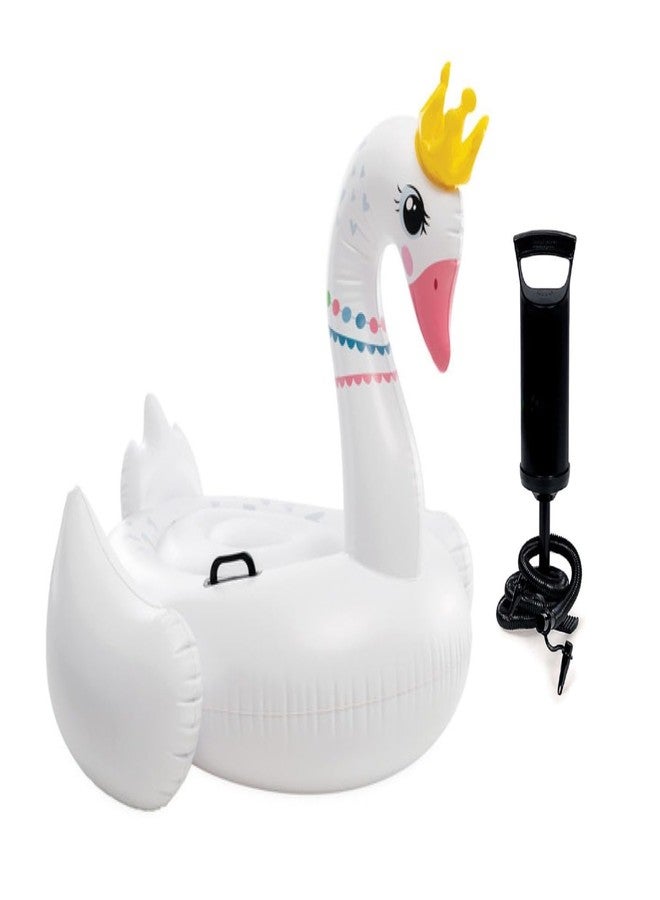 VWretails Inflatable Ride-On Swim Float for Kids, Childrens & Adults. Summer Fun Beach Floatie Perfect for Summer Water Adventures of Age 3+ (Magical Swan Ride-On + Hand Pump) - Image 1